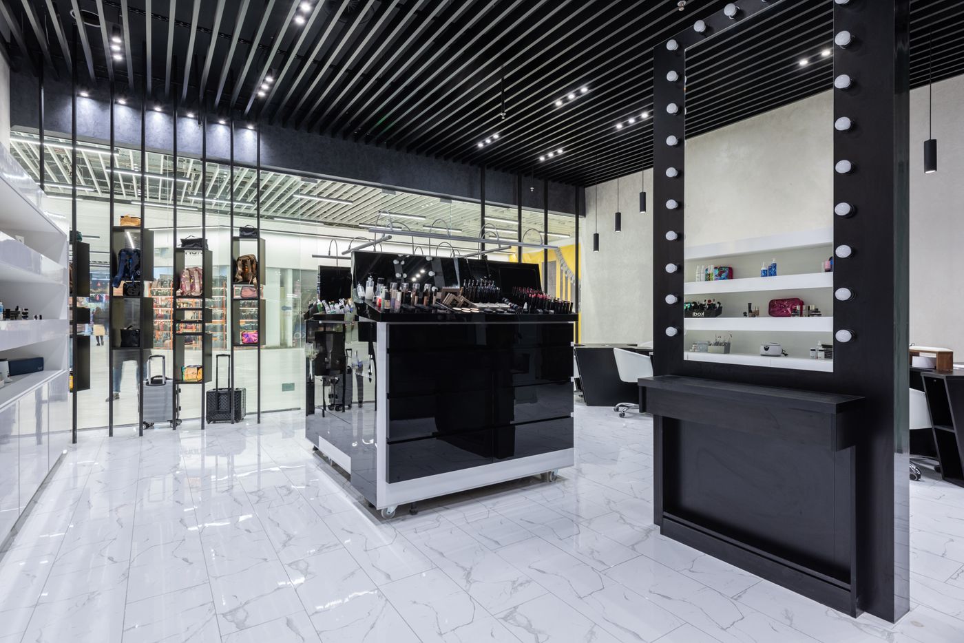 Small business interior with tile flooring
