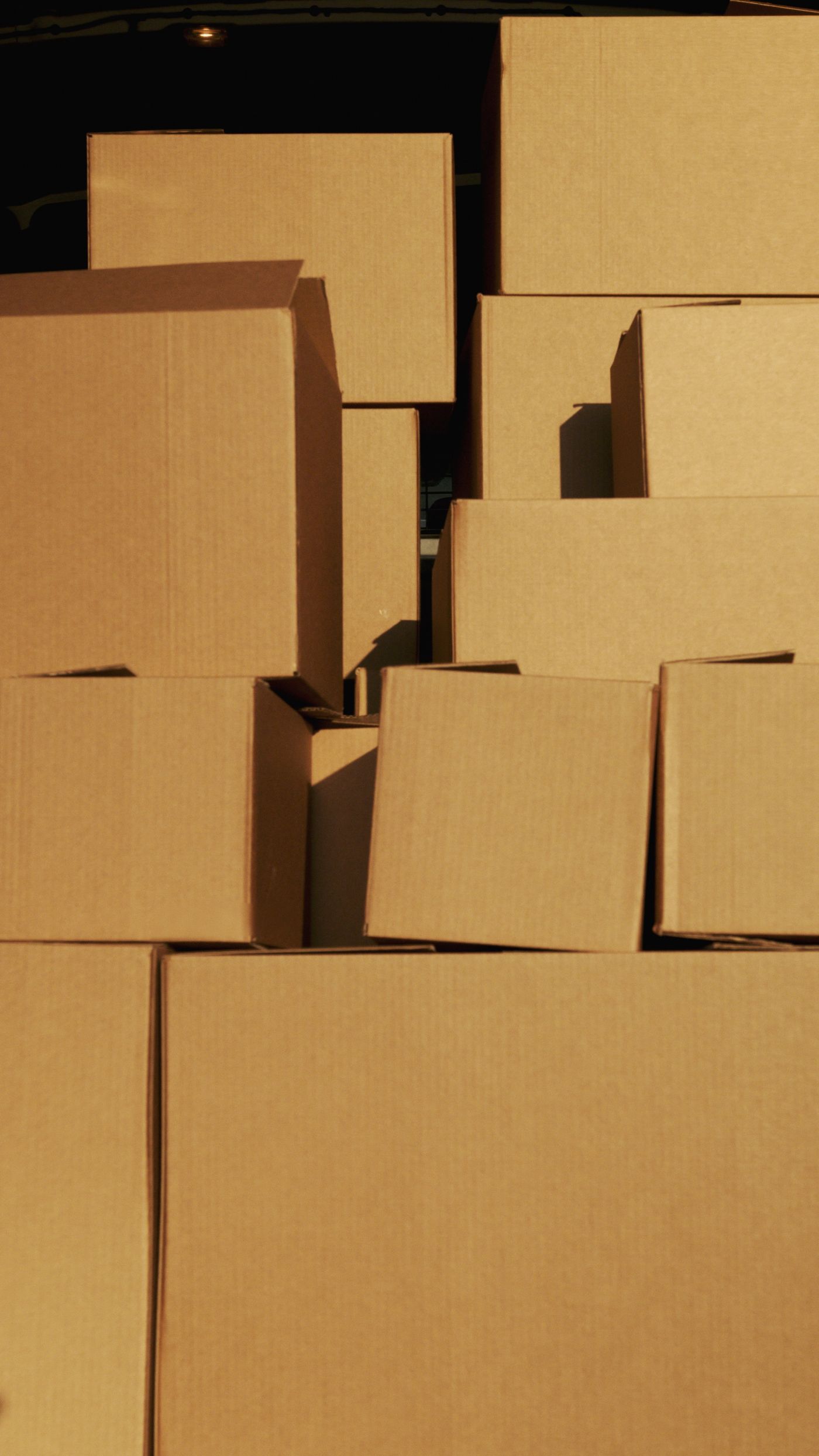 Stacked boxes ready for a garage clear-out